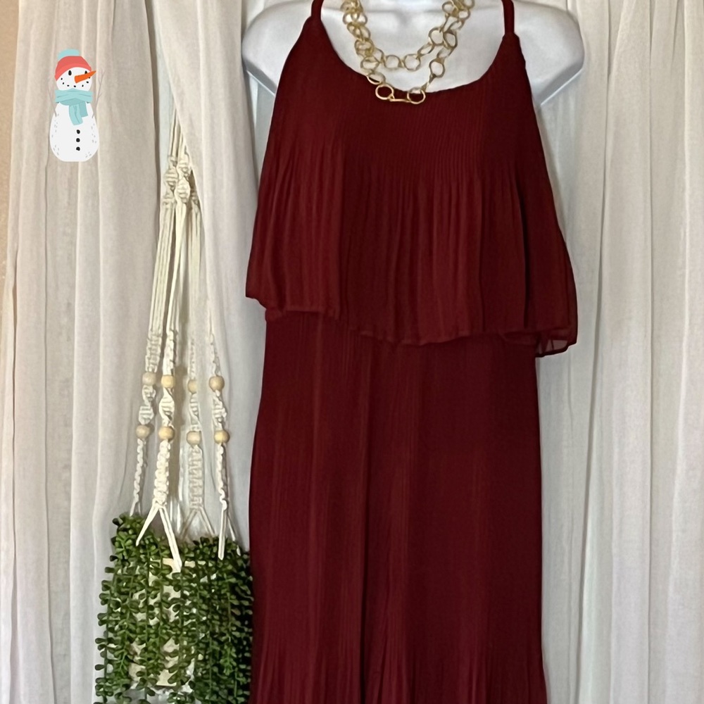 NWOT Lane Bryant Jumpsuit Wine Chiffon w/Lining, pleated. size 18/20 Petite